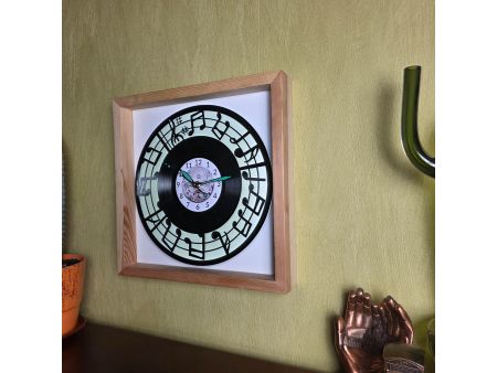 Nuty Zegar Ścienny 9 Kolorów Tło Ramka 35x35cm Płyta Winylowa Prezent Urodziny Upominek dla Fana EVEVO V0002RT