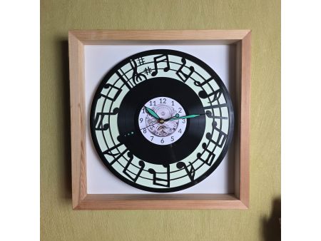 Nuty Zegar Ścienny 9 Kolorów Tło Ramka 35x35cm Płyta Winylowa Prezent Urodziny Upominek dla Fana EVEVO V0002RT