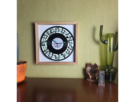 Nuty Zegar Ścienny 9 Kolorów Tło Ramka 35x35cm Płyta Winylowa Prezent Urodziny Upominek dla Fana EVEVO V0002RT