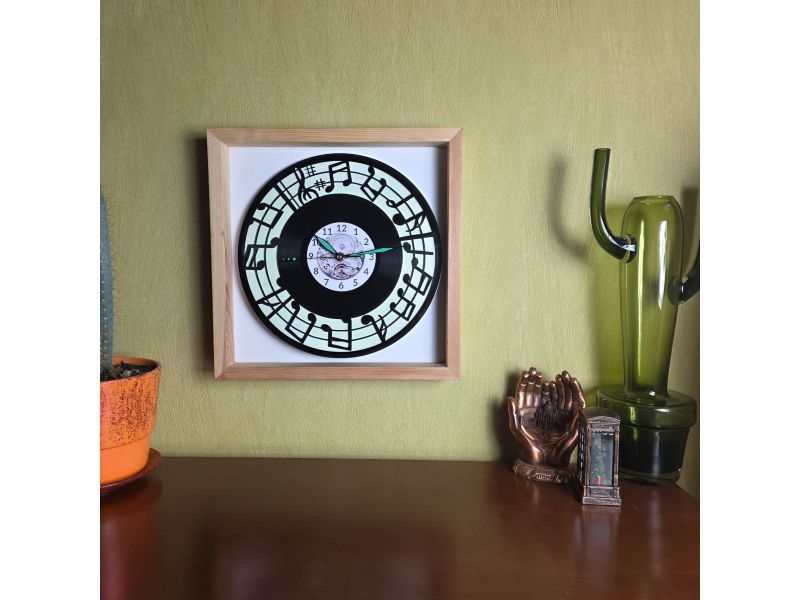 Nuty Zegar Ścienny 9 Kolorów Tło Ramka 35x35cm Płyta Winylowa Prezent Urodziny Upominek dla Fana EVEVO V0002RT