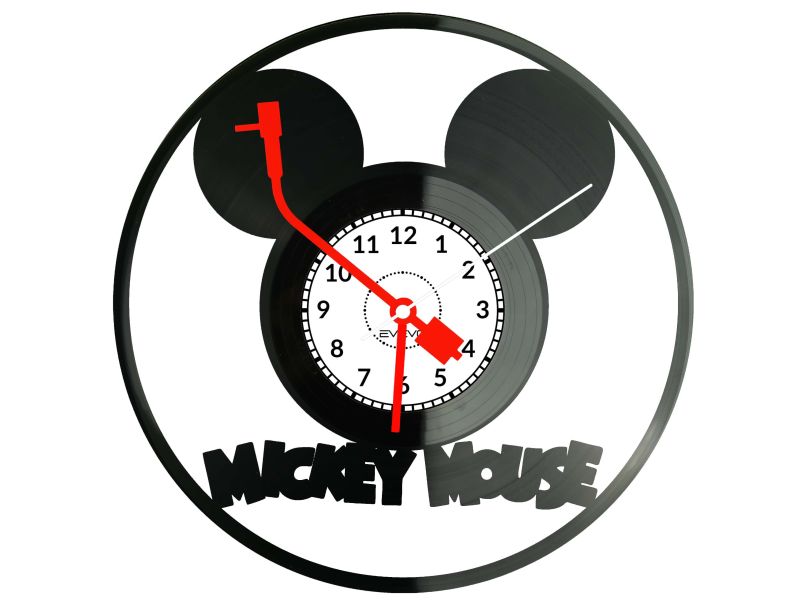 Mickey Mouse Zegar Ścienny z Płyty Winylowej Nowoczesny Dekoracyjny Na Prezent Urodziny W0010