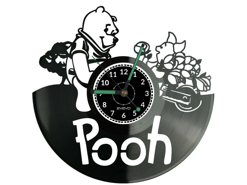 Kubuś Puchatek Pooh Zegar Ścienny z Płyty Winylowej dla Niej i dla Niego Upominek Prezent Urodziny EVEVO EVEVO.PL W0021