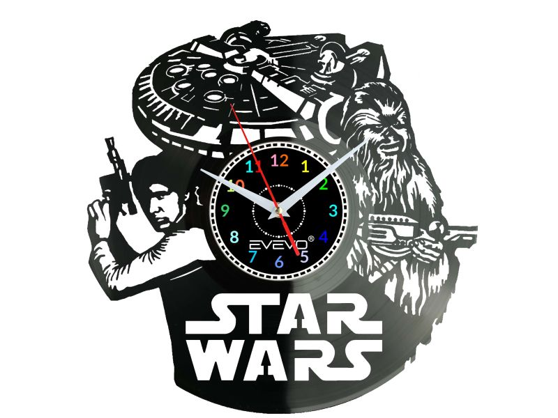 Star Wars Gwiezdne Wojny Zegar Ścienny z Płyty Winylowej Prezent Urodziny Upominek dla Niej i dla Niego EVEVO EVEVO.PL W0026