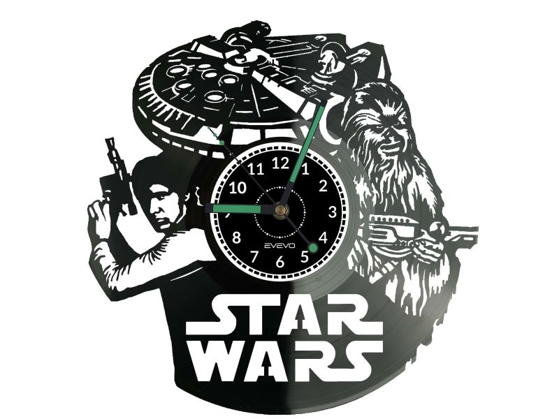 Star Wars Gwiezdne Wojny Zegar Ścienny z Płyty Winylowej Prezent Urodziny Upominek dla Niej i dla Niego EVEVO EVEVO.PL W0026
