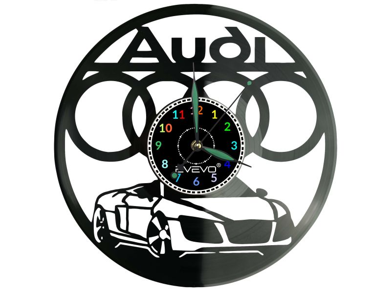 Audi Zegar Ścienny Podświetlany Płyta Winylowa Nowoczesny Dekoracyjny Na Prezent Urodziny W0027