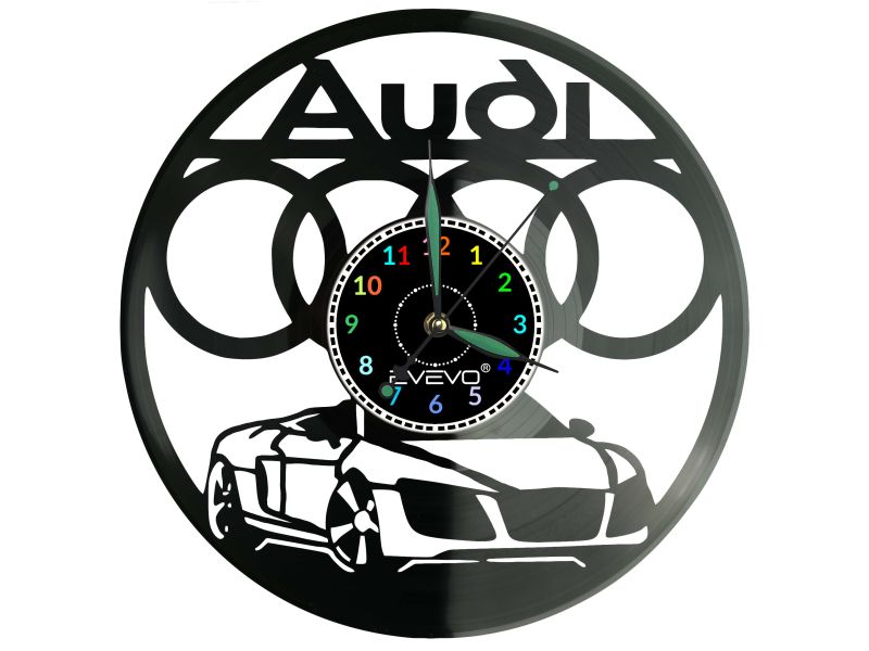 Audi Zegar Ścienny Podświetlany Płyta Winylowa Nowoczesny Dekoracyjny Na Prezent Urodziny W0021