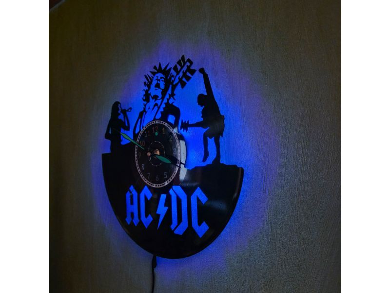 AC-DC AC/DC ACDC Zegar Ścienny Podświetlany LED RGB Na Pilota Płyta Winylowa Nowoczesny Dekoracyjny Na Prezent Urodziny