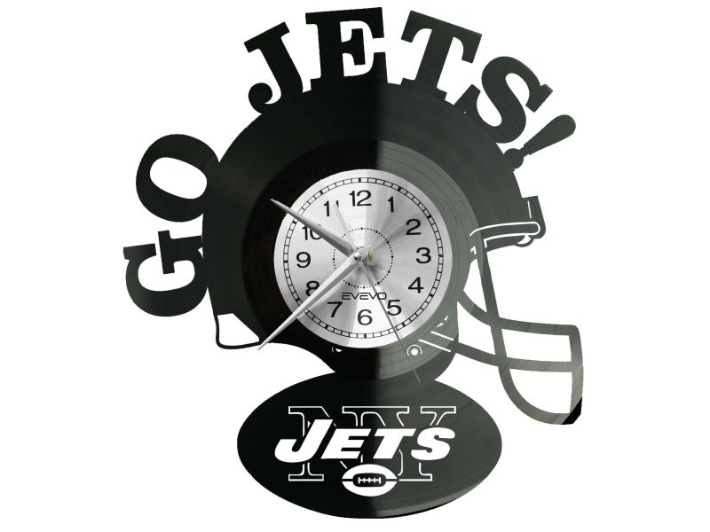 New York Go Jets  Zegar Ścienny Płyta Winylowa Nowoczesny Dekoracyjny Na Prezent Urodziny W0040