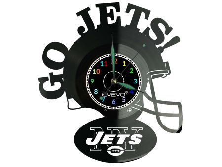 Ny New York Go Jets  Zegar Ścienny Podświetlany LED RGB Na Pilota Płyta Winylowa Nowoczesny Dekoracyjny Na Prezent Urodziny
