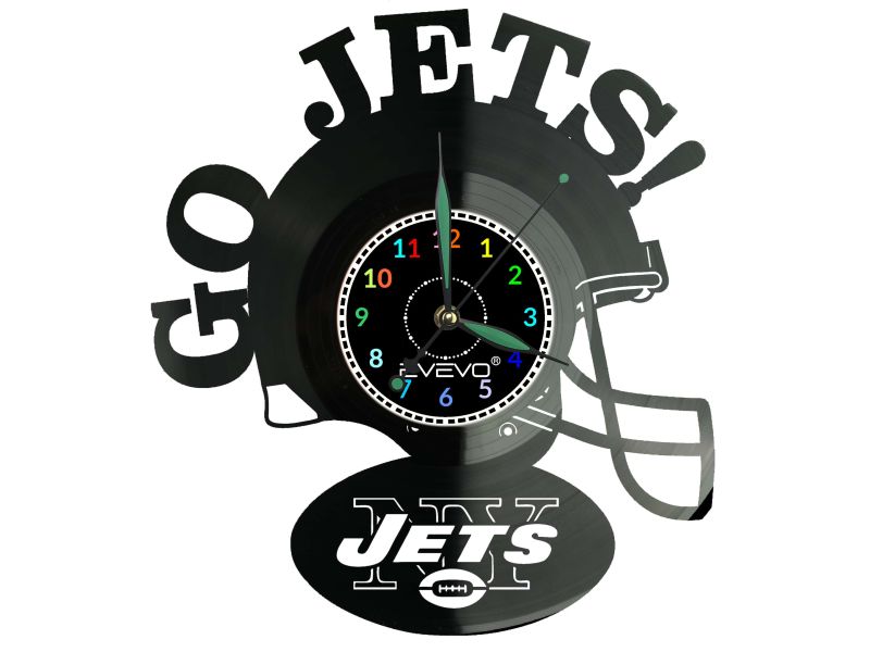 Ny New York Go Jets  Zegar Ścienny Podświetlany LED RGB Na Pilota Płyta Winylowa Nowoczesny Dekoracyjny Na Prezent Urodziny