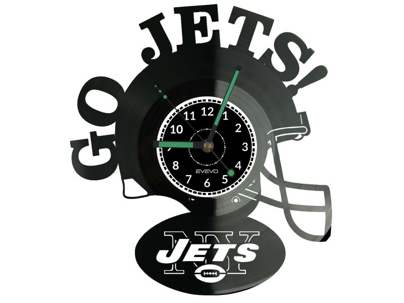 Ny New York Go Jets  Zegar Ścienny Podświetlany LED RGB Na Pilota Płyta Winylowa Nowoczesny Dekoracyjny Na Prezent Urodziny