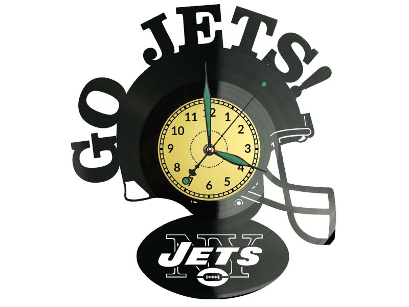 Ny New York Go Jets  Zegar Ścienny Podświetlany LED RGB Na Pilota Płyta Winylowa Nowoczesny Dekoracyjny Na Prezent Urodziny