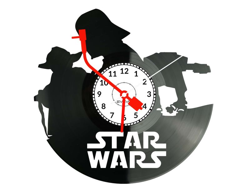 STAR WARS GWIEZDNE WOJNY ZEGAR ŚCIENNY PŁYTA WINYLOWA PREZENT UPOMINEK URODZINY DLA NIEJ DLA NIEGO EVEVO EVEVO.PL W0045