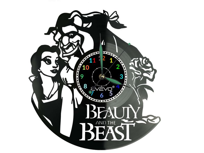 Beauty and the Beast Zegar Ścienny z Płyty Winylowej Prezent Upominek Urodziny dla Niej i dla Niego evevo.pl W0046