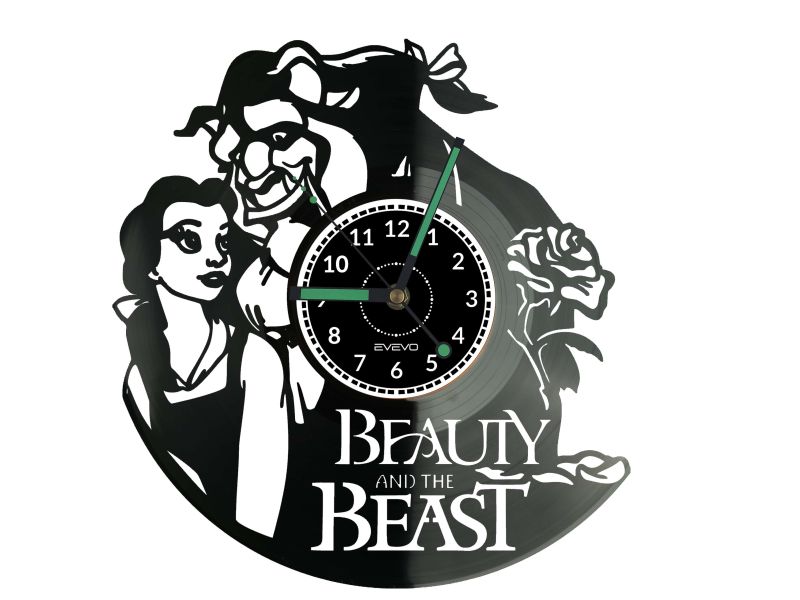 Beauty and the Beast Zegar Ścienny z Płyty Winylowej Prezent Upominek Urodziny dla Niej i dla Niego evevo.pl W0046