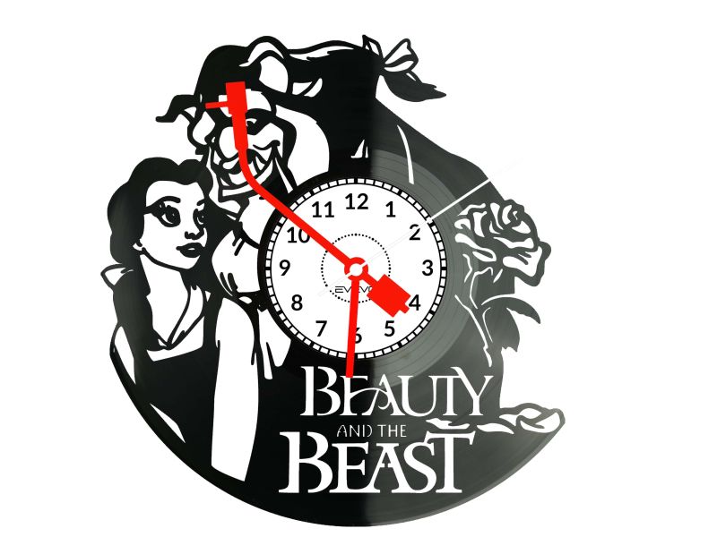 Beauty and the Beast Zegar Ścienny z Płyty Winylowej Prezent Upominek Urodziny dla Niej i dla Niego evevo.pl W0046