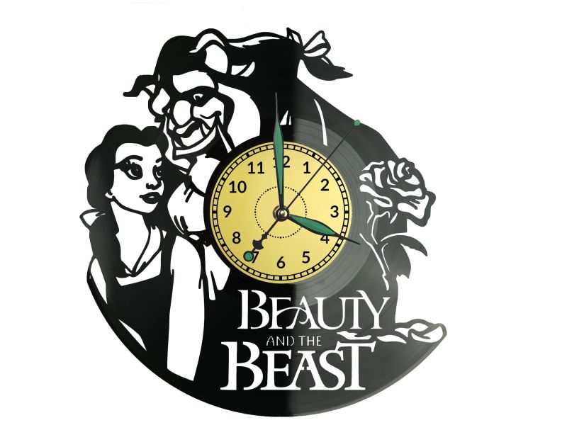 Beauty and the Beast Zegar Ścienny z Płyty Winylowej Prezent Upominek Urodziny dla Niej i dla Niego evevo.pl W0046
