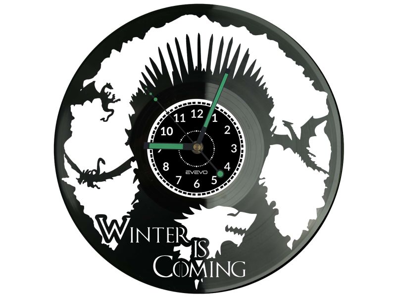 Gra o Tron Zegar Ścienny z Płyty Winylowej Prezent Upominek Urodziny dla Niej i dla Niego evevo.pl W0048