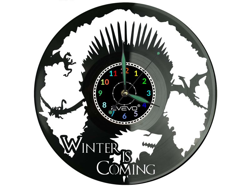 Gra o Tron Zegar Ścienny z Płyty Winylowej Prezent Upominek Urodziny dla Niej i dla Niego evevo.pl W0048