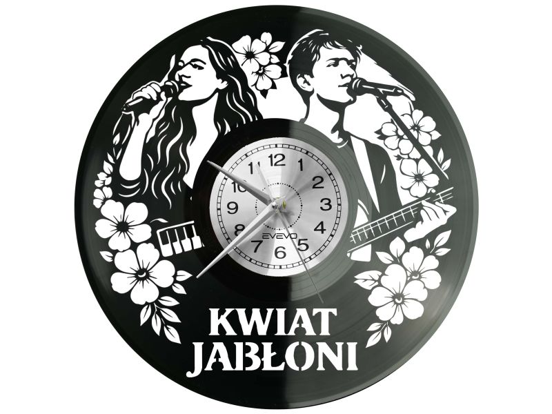 Kwiat Jabłoni Zegar Ścienny Płyta Winylowa Prezent Upominek Urodziny Dla Niej Dla Niego EVEVO evevo.pl V0028