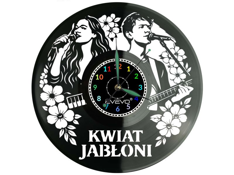 Kwiat Jabłoni Zegar Ścienny Płyta Winylowa Prezent Upominek Urodziny Dla Niej Dla Niego EVEVO evevo.pl V0028