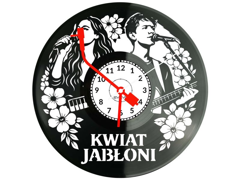 Kwiat Jabłoni Zegar Ścienny Płyta Winylowa Prezent Upominek Urodziny Dla Niej Dla Niego EVEVO evevo.pl V0028