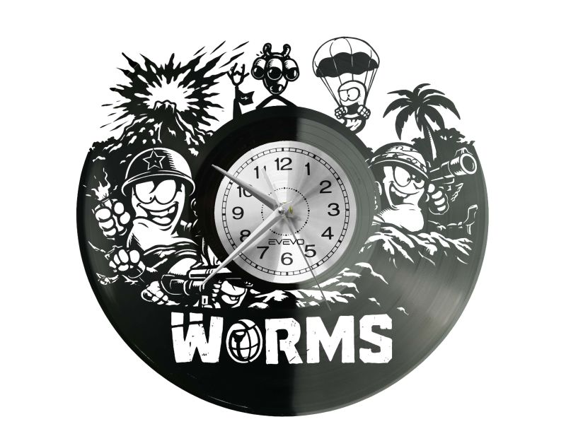 Worms Gra Zegar Ścienny Płyta Winylowa Prezent Upominek Urodziny Dla Niej Dla Niego EVEVO evevo.pl V0010