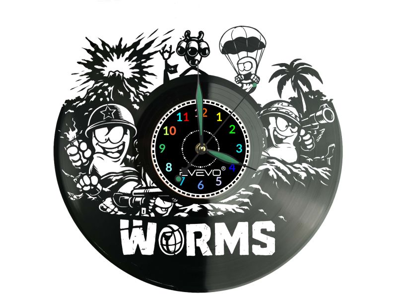 Worms Gra Zegar Ścienny Płyta Winylowa Prezent Upominek Urodziny Dla Niej Dla Niego EVEVO evevo.pl V0010
