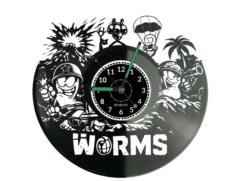 Worms Gra Zegar Ścienny Płyta Winylowa Prezent Upominek Urodziny Dla Niej Dla Niego EVEVO evevo.pl V0010