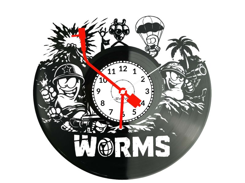 Worms Gra Zegar Ścienny Płyta Winylowa Prezent Upominek Urodziny Dla Niej Dla Niego EVEVO evevo.pl V0010