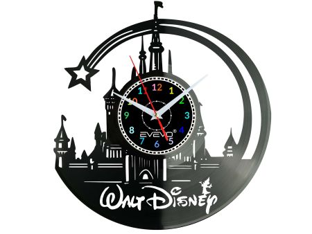 WALT DISNEY ZAMEK ZEGAR ŚCIENNY PŁYTA WINYLOWA PREZENT UPOMINEK URODZINY DLA NIEJ DLA NIEGO EVEVO EVEVO.PL W0056