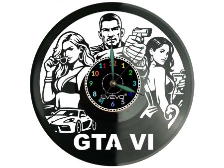 GTA 6 Gra PS6 Xbox PS5 Płyta Winylowa Zegar Ścienny Prezent Upominek Urodziny Dla Niej Dla Niego EVEVO evevo.pl Z0125