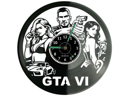 GTA 6 Gra PS6 Xbox PS5 Płyta Winylowa Zegar Ścienny Prezent Upominek Urodziny Dla Niej Dla Niego EVEVO evevo.pl Z0125