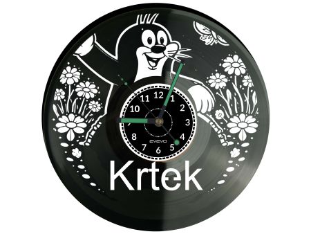 Zegar Krtek z płyty winylowej – urocza dekoracja inspirowana bajką. Idealny prezent i upominek dla dziecka lub fana