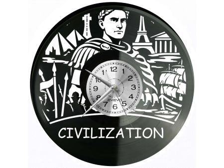 Zegar Civilization z płyty winylowej – stylowa dekoracja dla fana strategii