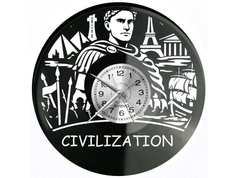 Zegar Civilization z płyty winylowej – stylowa dekoracja dla fana strategii