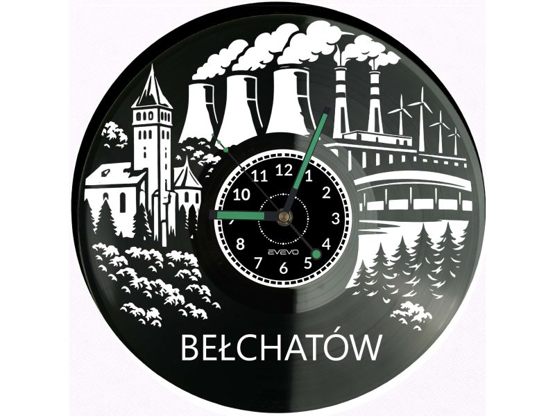Bełchatów płyta winylowa, Bełchatów zegar ścienny, Bełchatów prezent, Bełchatów upominek