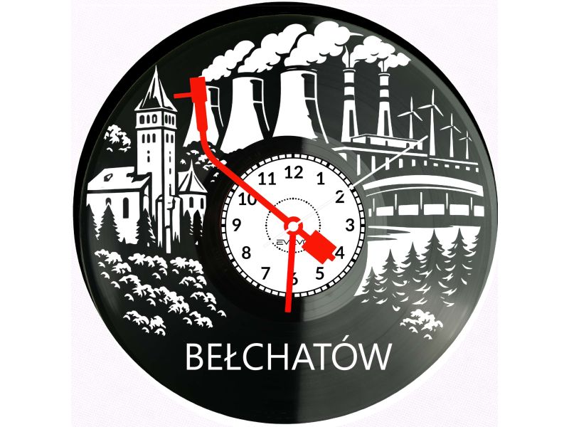 Bełchatów Płyta Winylowa Zegar Ścienny Prezent Upominek Urodziny Dla Niej Dla Niego EVEVO evevo.pl V0049