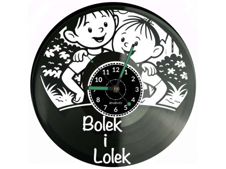 Zegar Bolek i Lolek z płyty winylowej – nostalgiczna dekoracja retro. Idealny prezent i wyjątkowy upominek.