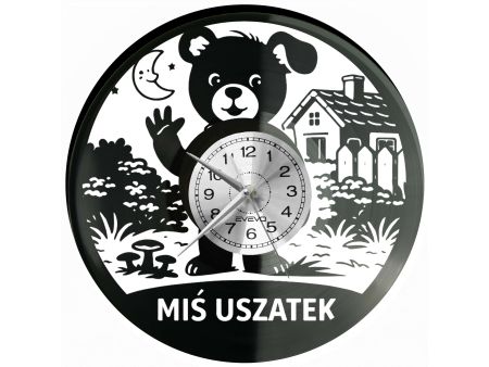 Zegar Miś Uszatek z płyty winylowej – urocza dekoracja retro dla dziecka. Idealny prezent i wyjątkowy upominek