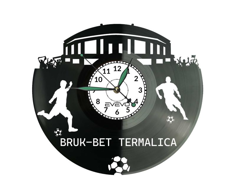 Bruk-Bet Termalica Zegar Ścienny Płyta Winylowa Dla Fana Na Prezent Urodziny Dla Niej Dla Niego Upominek S0002
