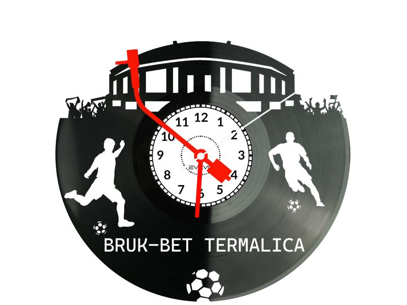 Bruk-Bet Termalica Zegar Ścienny Płyta Winylowa Dla Fana Na Prezent Urodziny Dla Niej Dla Niego Upominek S0002