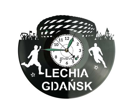 Lechia Gdańsk Stadion Zegar Ścienny Płyta Winylowa Nowoczesny Dekoracyjny Na Prezent Urodziny EVEVO S0005