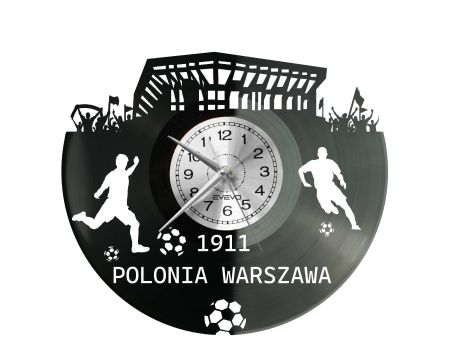 Zegar ścienny Polonia Warszawa z winylu! Wyjątkowa dekoracja stadionu i idealny prezent dla fana Czarnych Koszul