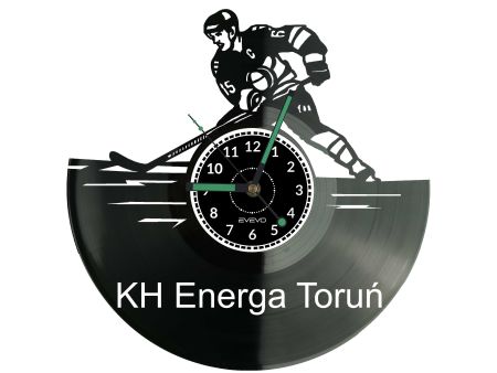 Zegar ścienny KH Energa Toruń Hokej z winylu! Wyjątkowa dekoracja i idealny prezent dla fana. Cichy mechanizm płynący