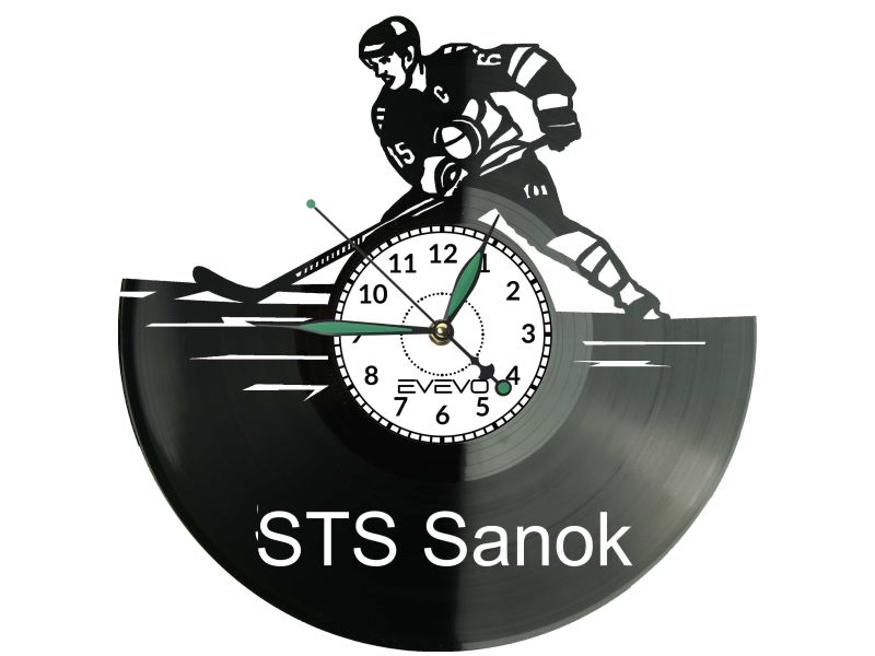 STS Sanok Hokej Zegar Ścienny Płyta Winylowa Dla Fana Na Prezent Urodziny Dla Niej Dla Niego Upominek V0064