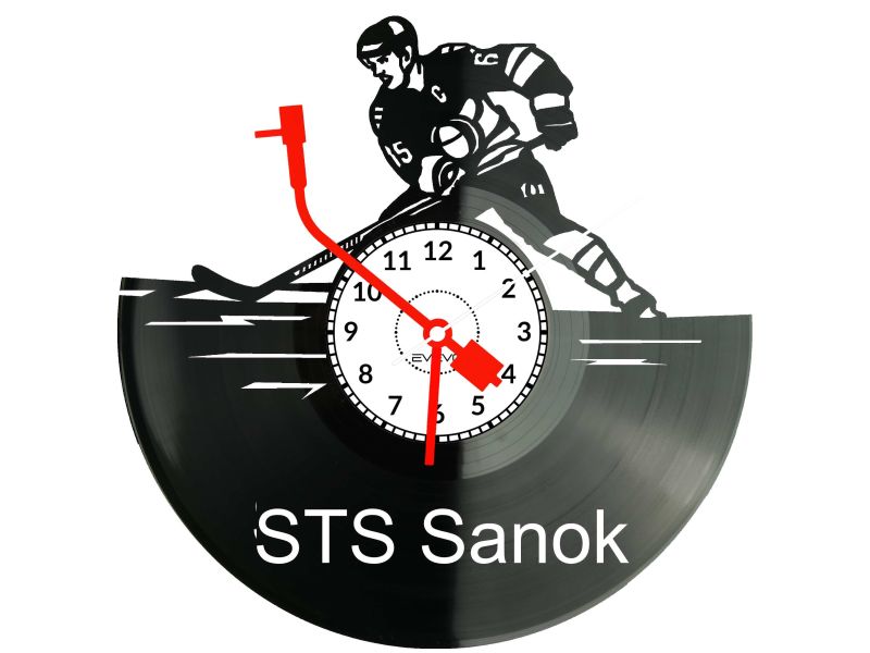 STS Sanok Hokej Zegar Ścienny Płyta Winylowa Dla Fana Na Prezent Urodziny Dla Niej Dla Niego Upominek V0064