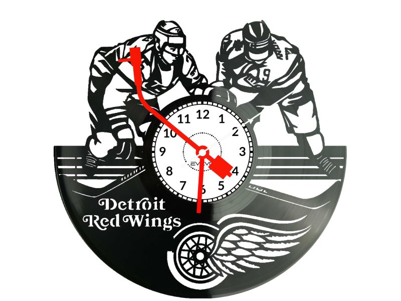 Detroit Red Wings NHL Hokej Zegar Ścienny Płyta Winylowa Dla Fana Na Prezent Urodziny Dla Niej Dla Niego Upominek V0065