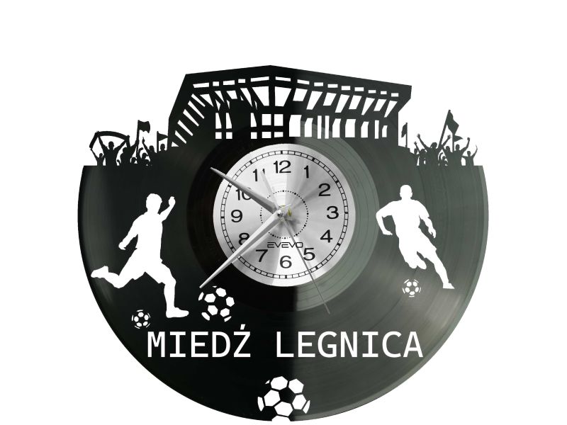 Miedź Legnica Stadion Zegar Ścienny Płyta Winylowa Dla Fana Na Prezent Urodziny Dla Niej Dla Niego Upominek S0026