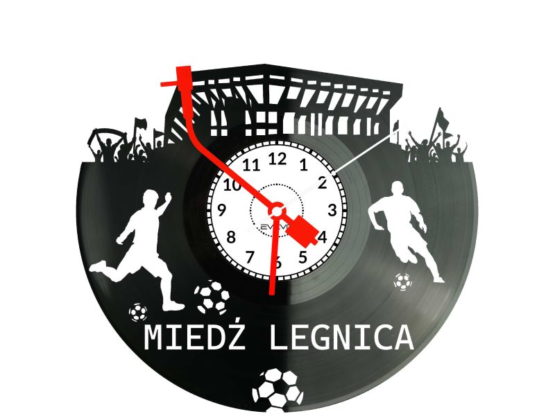 Miedź Legnica Stadion Zegar Ścienny Płyta Winylowa Dla Fana Na Prezent Urodziny Dla Niej Dla Niego Upominek S0026
